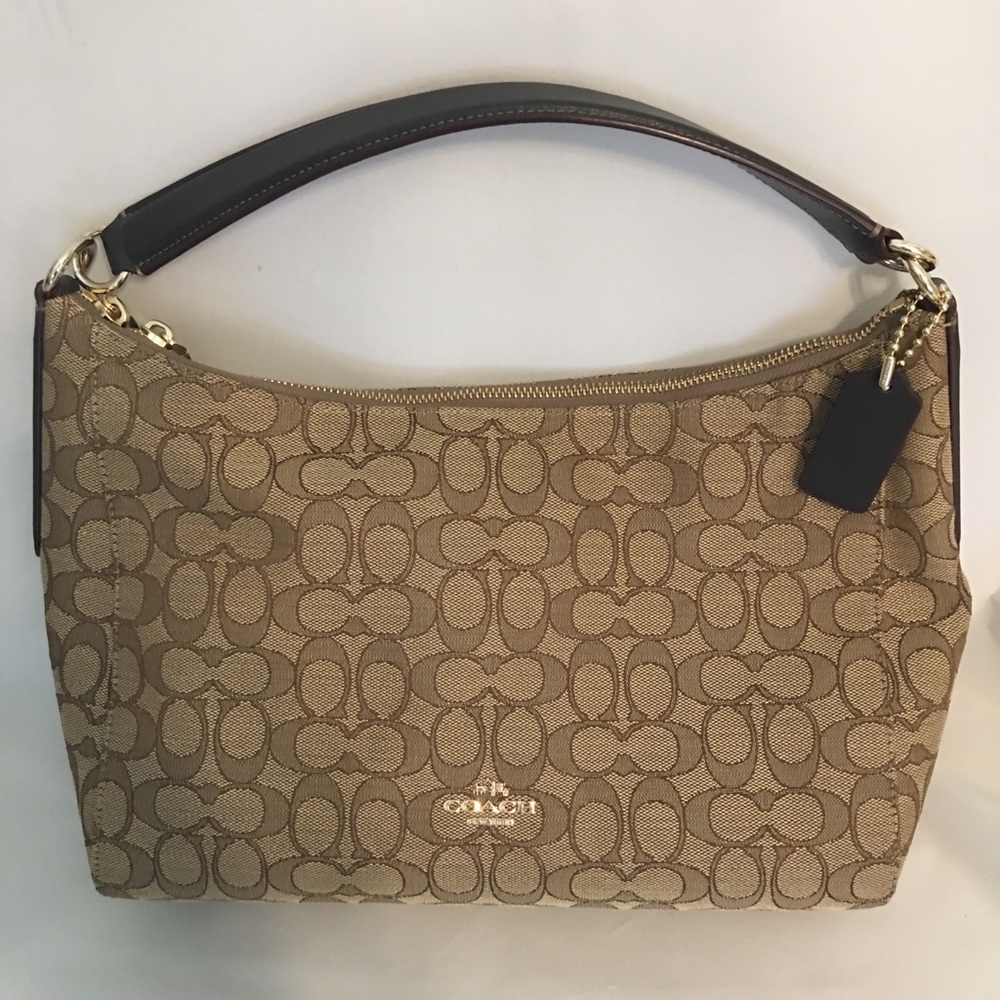 Authentic Coach Signature Khaki Brown Purse.